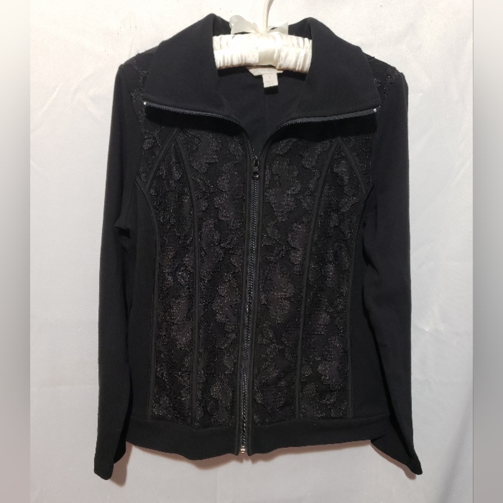 Laura Ashley Black Lace Zip-Up Jacket